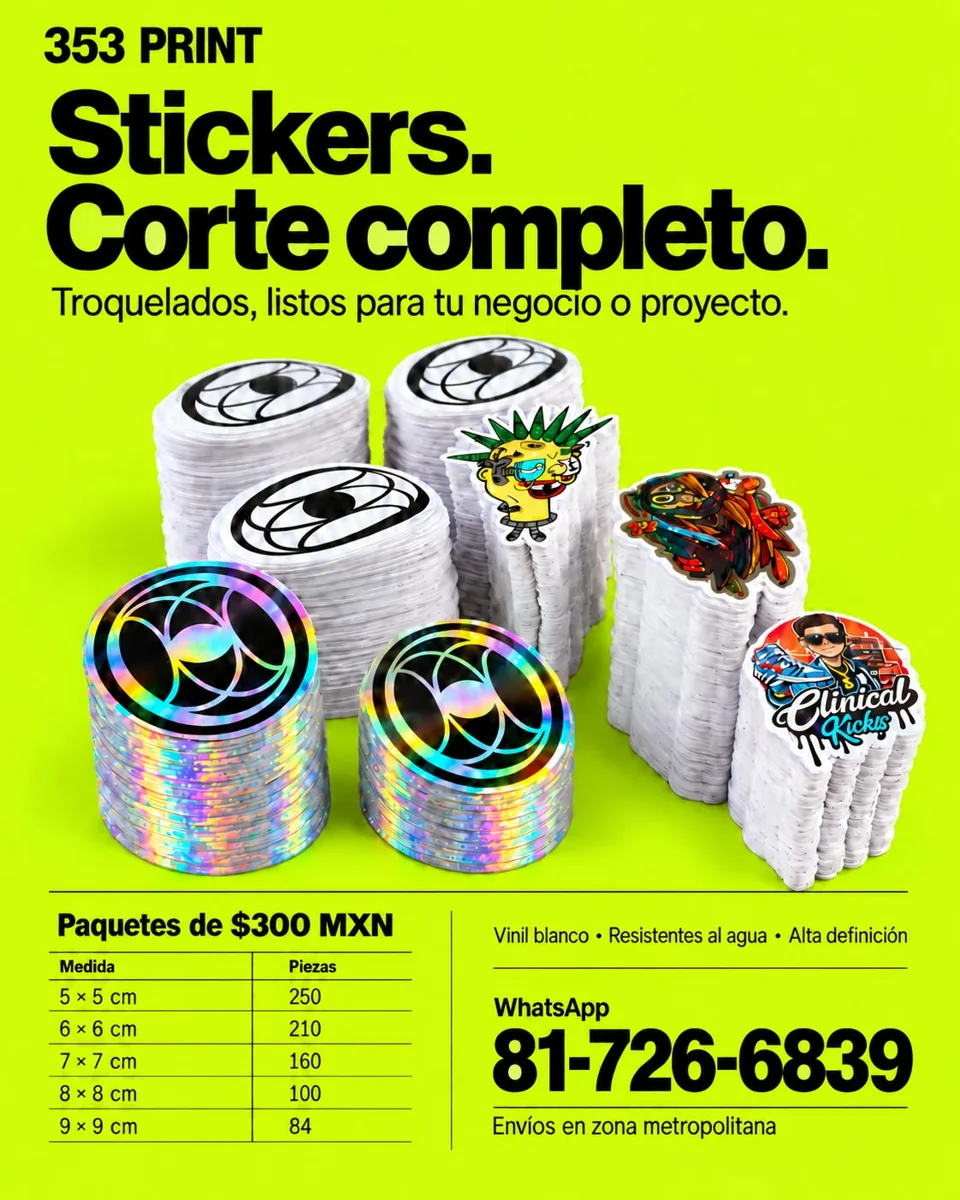 Paquete estrella de stickers con corte completo de 353 Print: $300 MXN