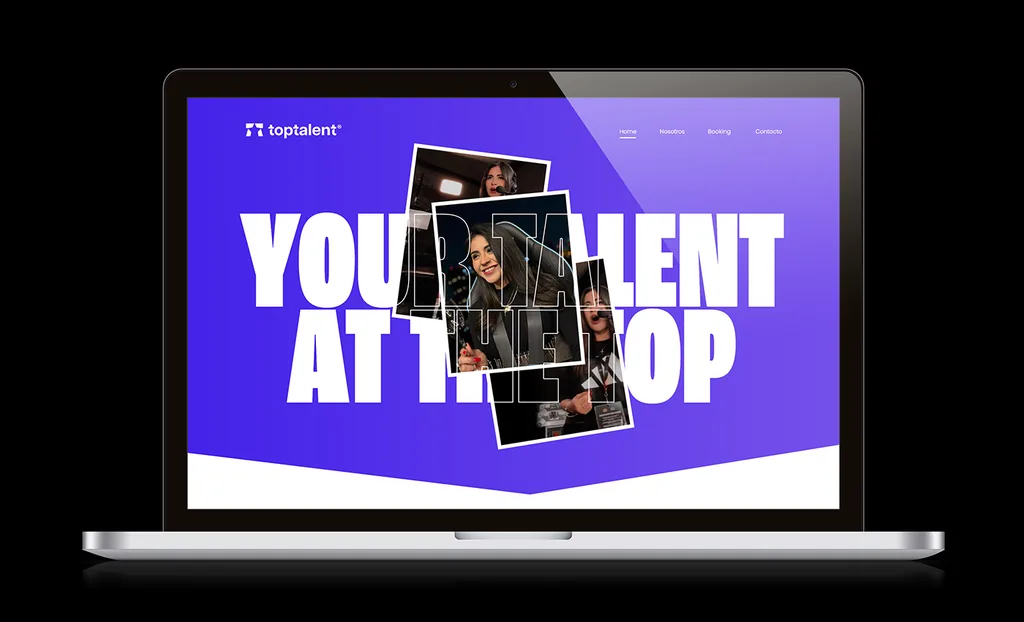 Diseño web de Toptalent mostrado en una interfaz digital
