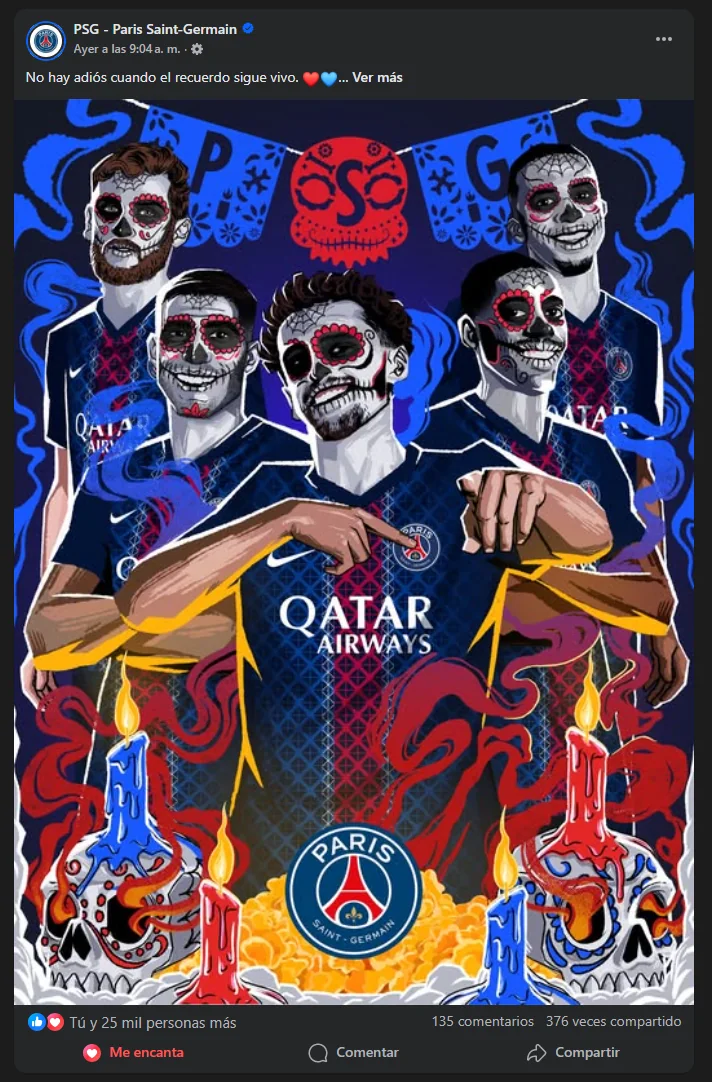 Día de Muertos · Publicación en Facebook · PSG · Comunidad mexicana