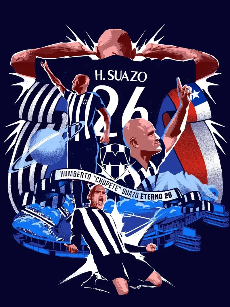 Ilustración de Humberto Suazo de espaldas con número 26
