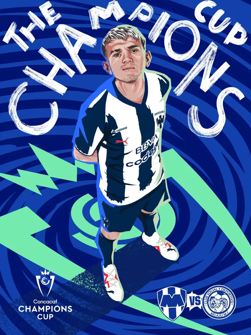 Futbolista de Rayados ilustrado para Champions Cup