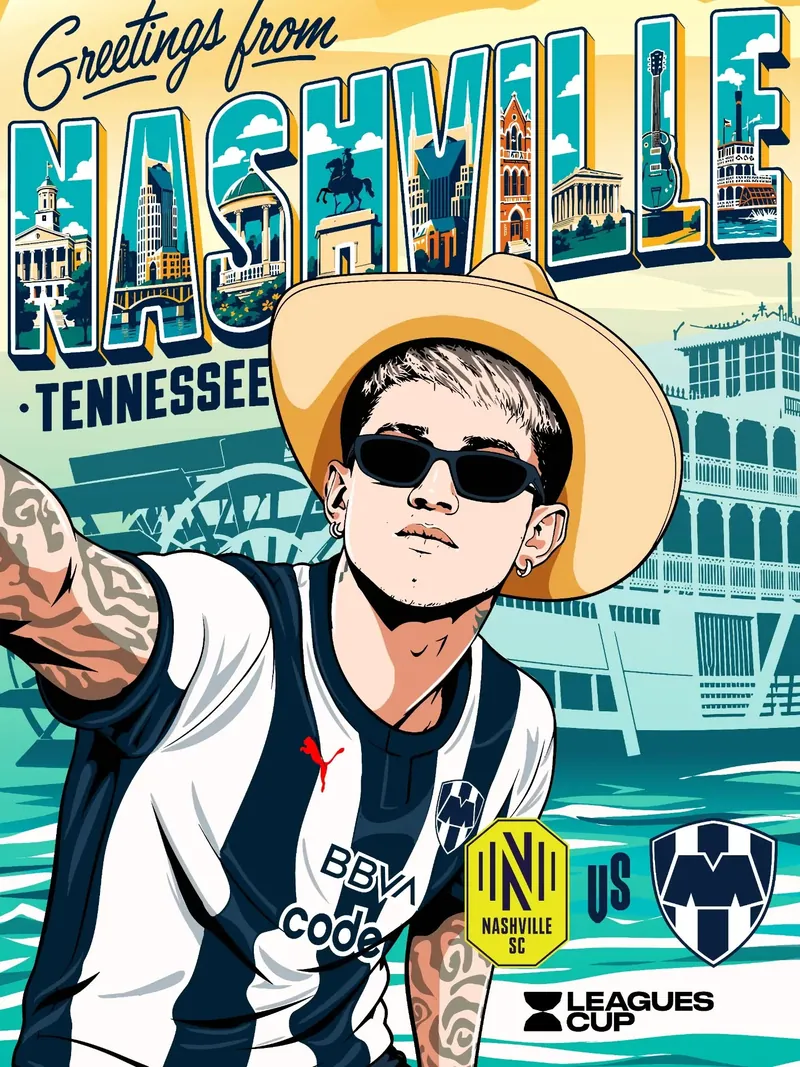 Jugador de Rayados ilustrado frente a Nashville