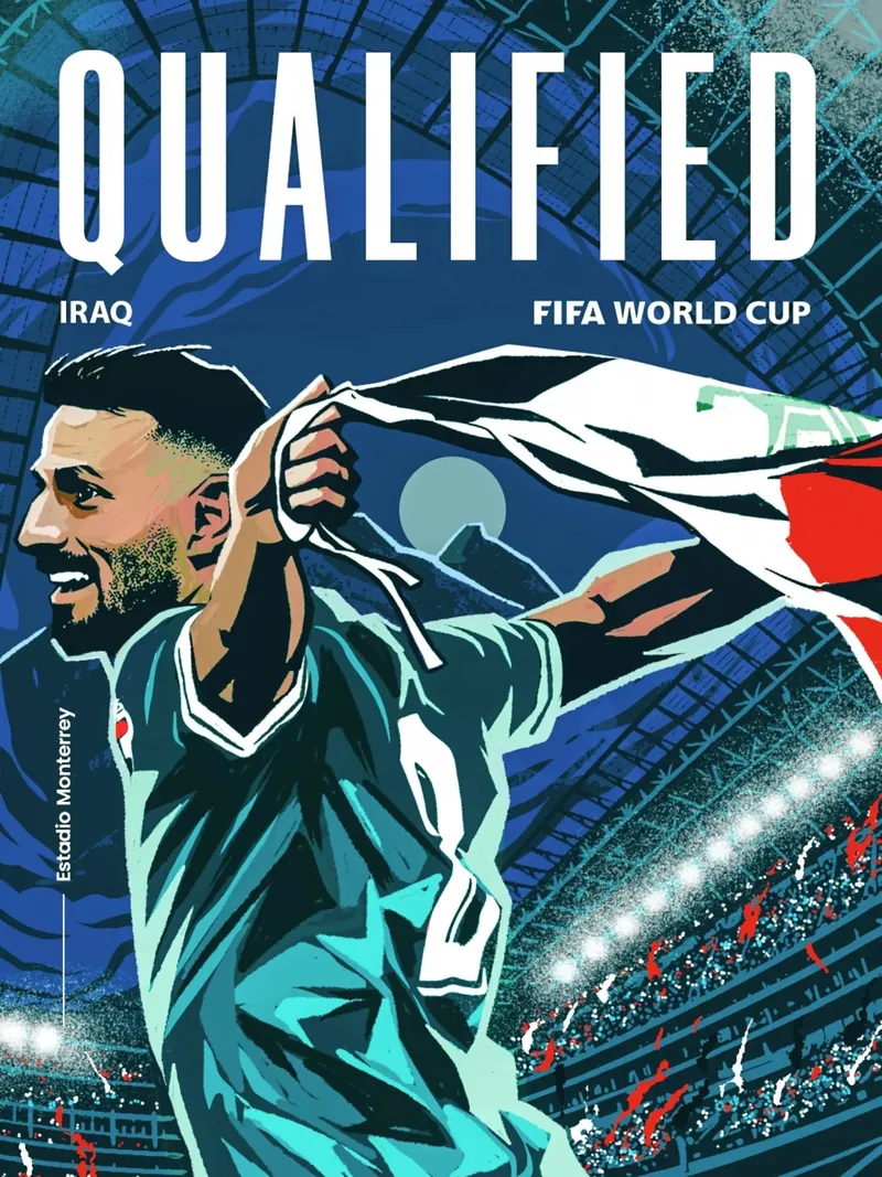 Ilustración de selección de fútbol clasificada al Mundial