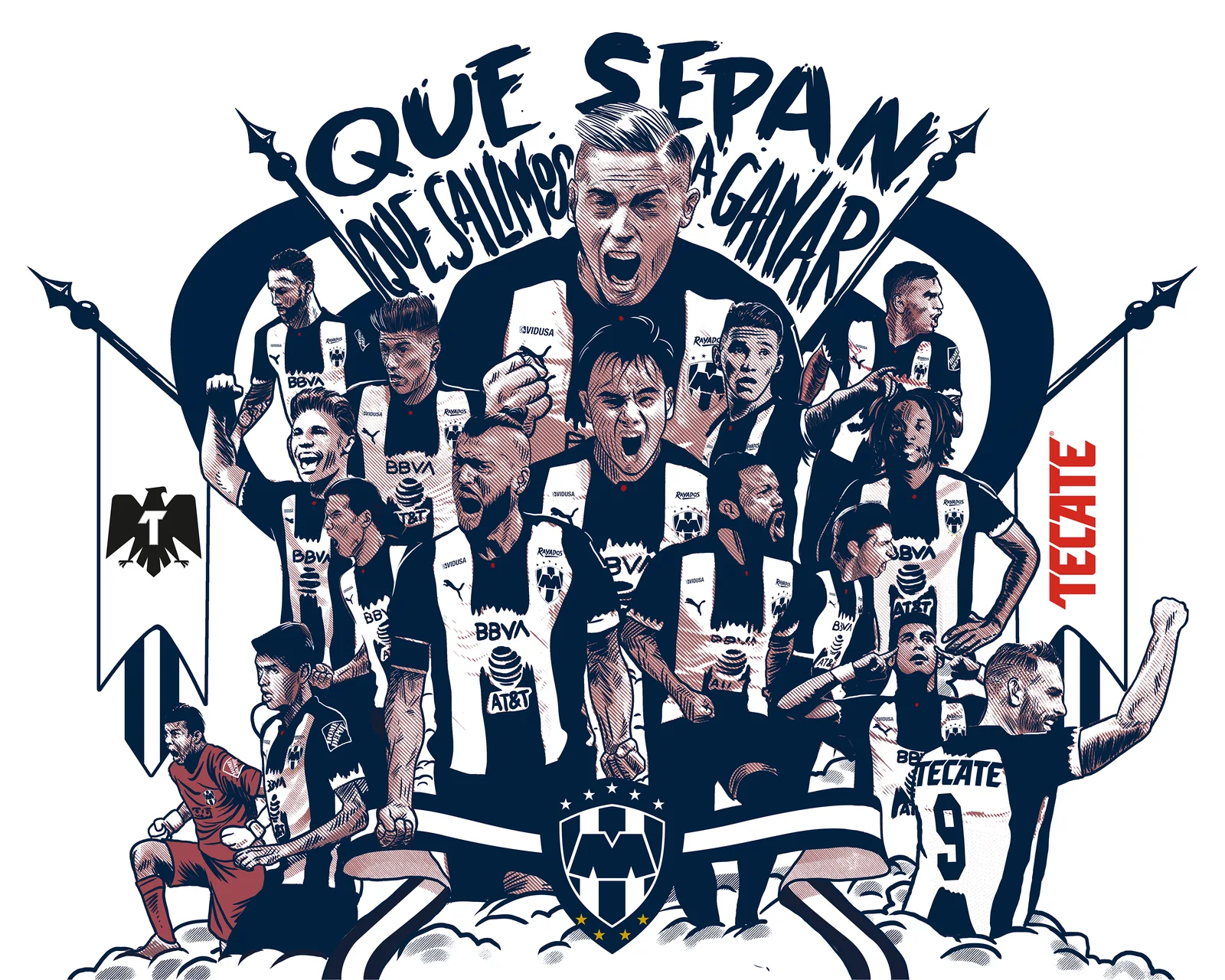 Complete Rayados tifo illustration